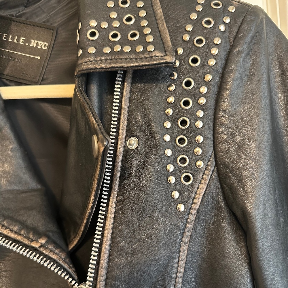 Bagatelle NYC Asymmetrical Studded Genuine Soft Leather Moto Jacket Size S - Picture 10 of 17